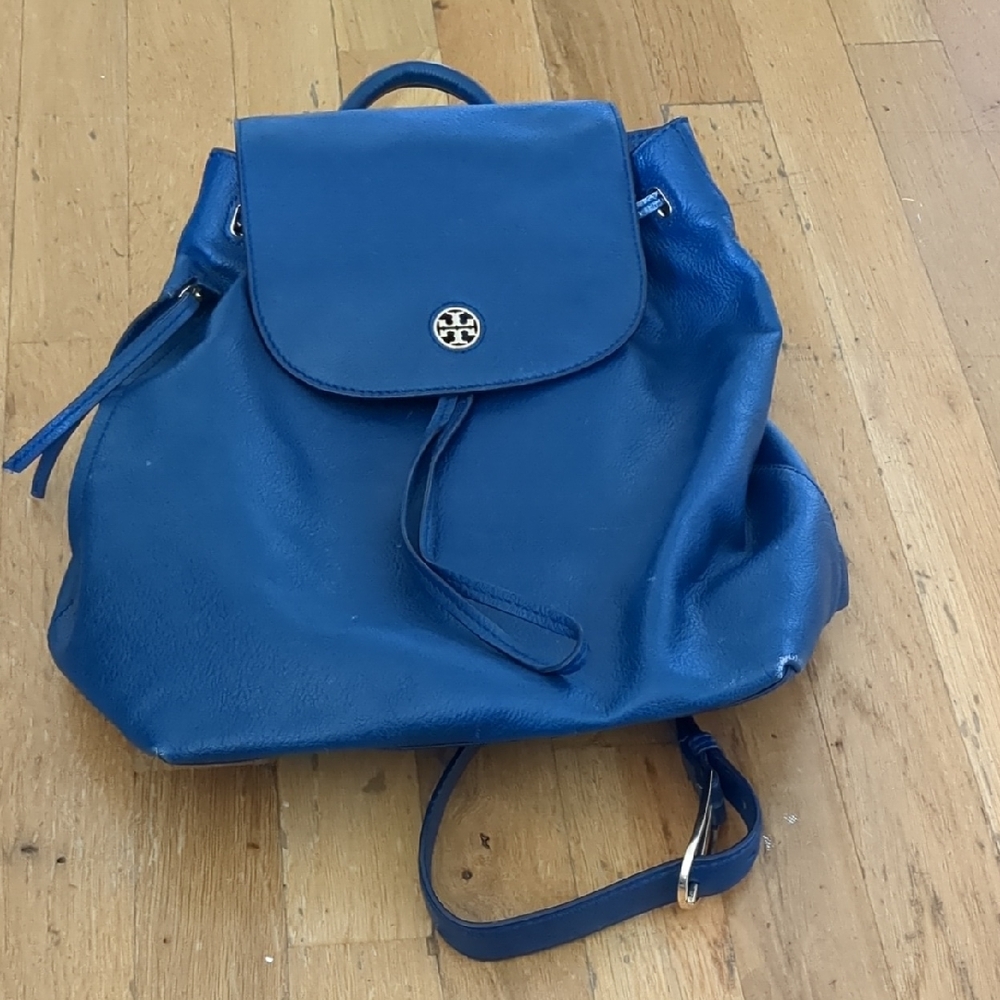 Blue Leather Backpack